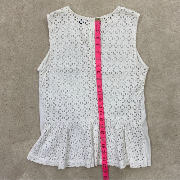 Ann Taylor Women White Sleeveless Top Crochet Sz M - Picture 6 of 6